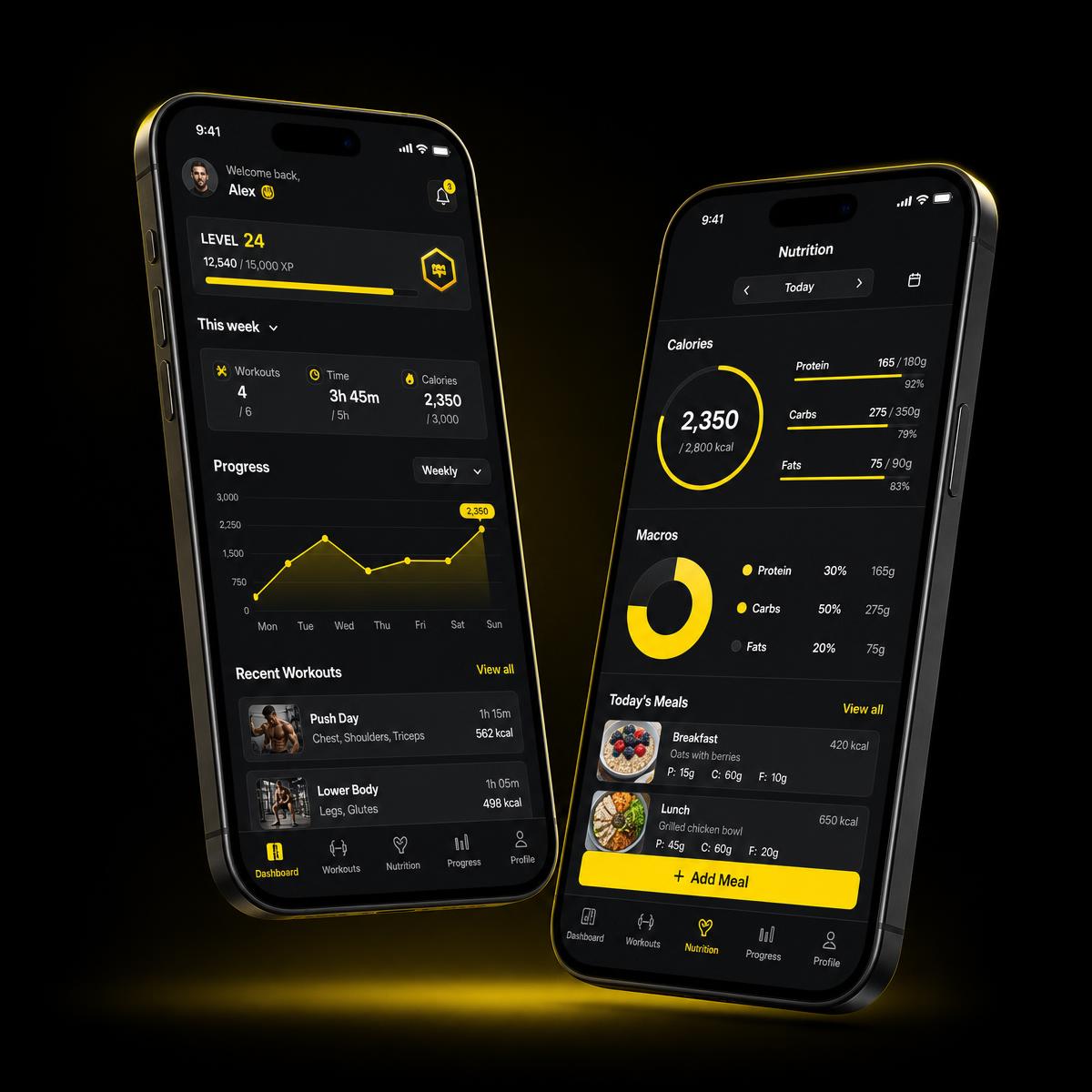 Aplicativo Seguim Performance: painel de treino e nutrição